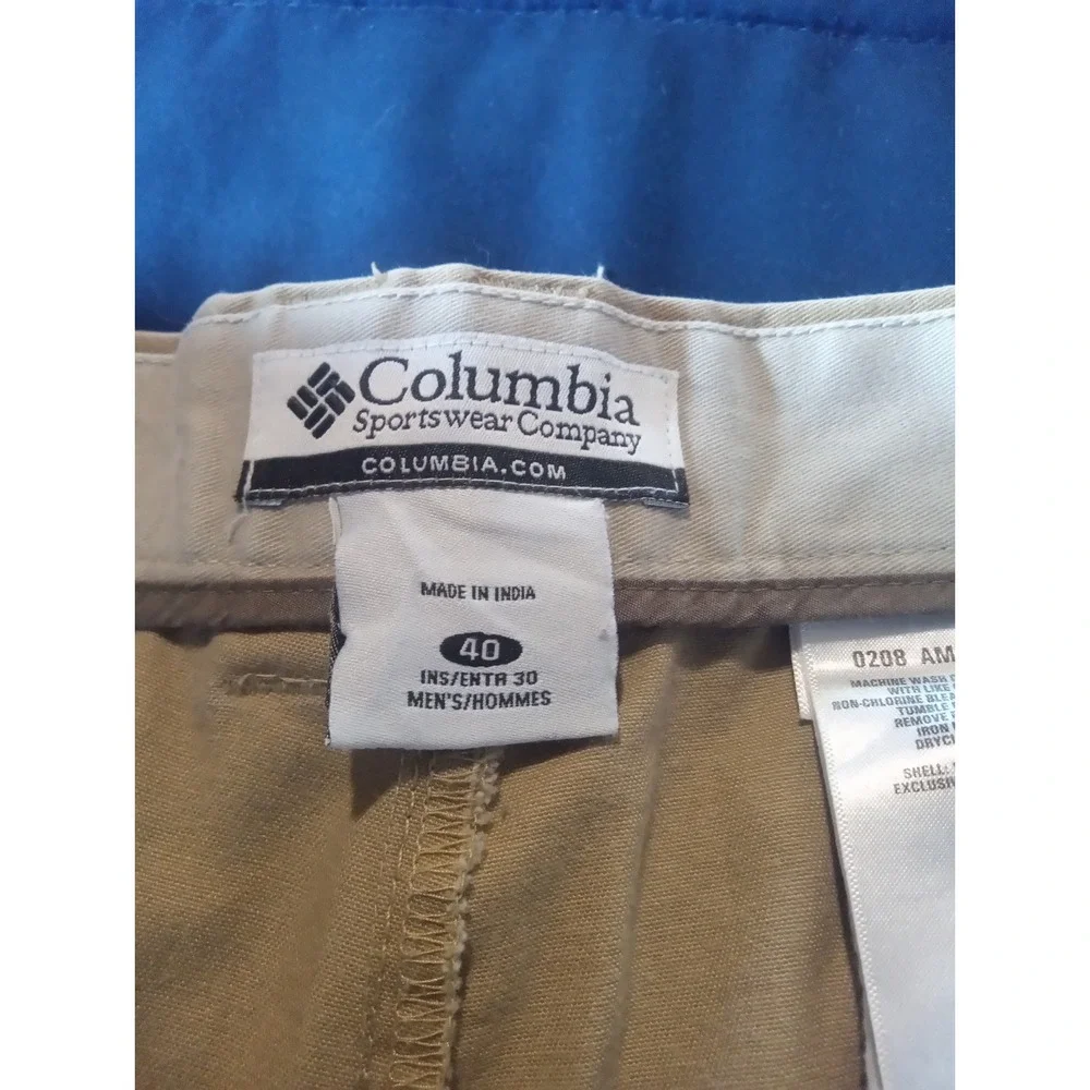 Columbia Chino‎ Pants Mens 40x29 White High Rise Cotton Snap Button